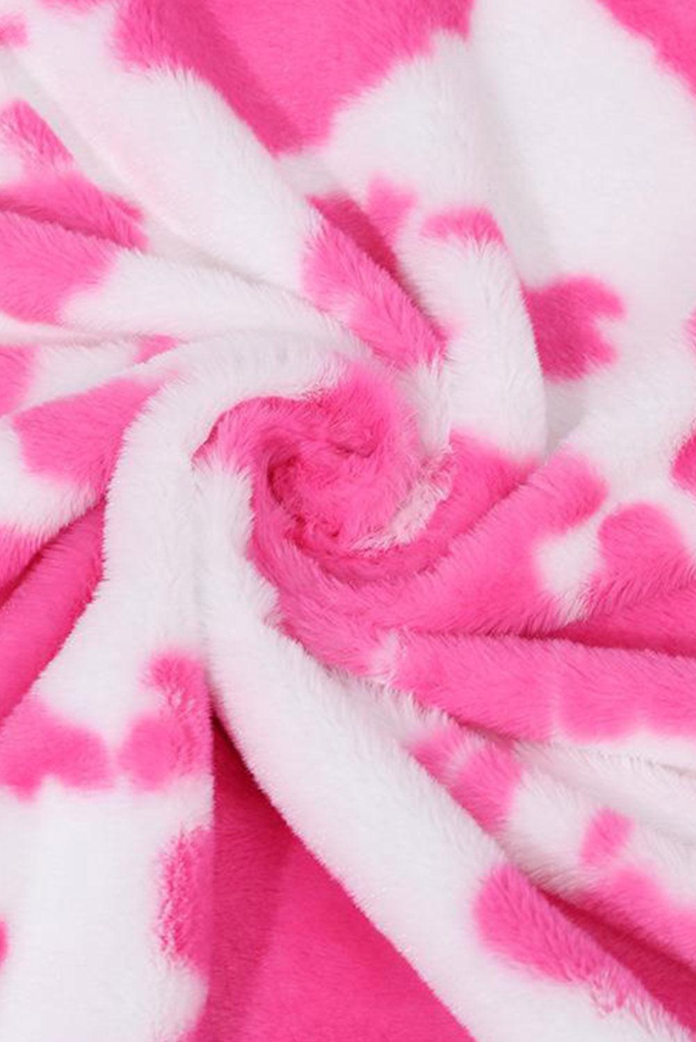 Bright Pink Cow Spot Print Flannel Small Blanket 75*100cm - Ash Boutique