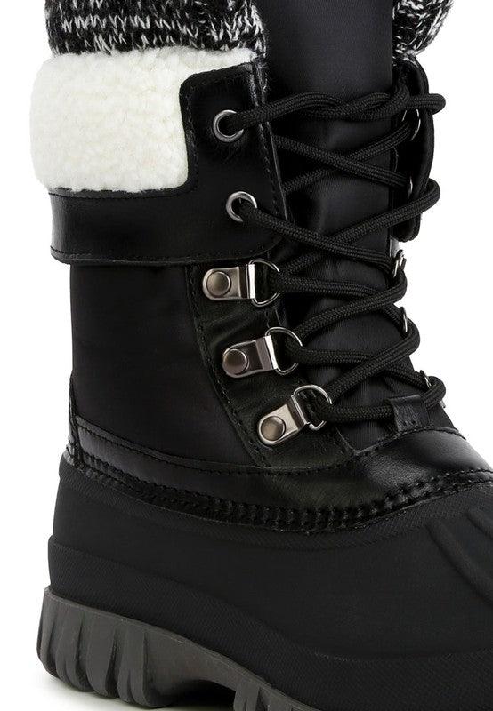 Delphine Knitted Collar Lace Up Boots - Ash Boutique