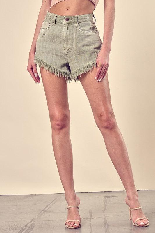 Distressed Frayed Hem Denim Shorts - Ash Boutique