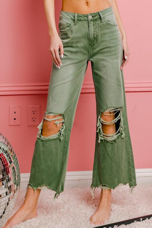 Distressed Vintage Washed Wide Leg Pants - Ash Boutique