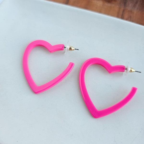 Heart Hoops - Hot Pink - Ash Boutique