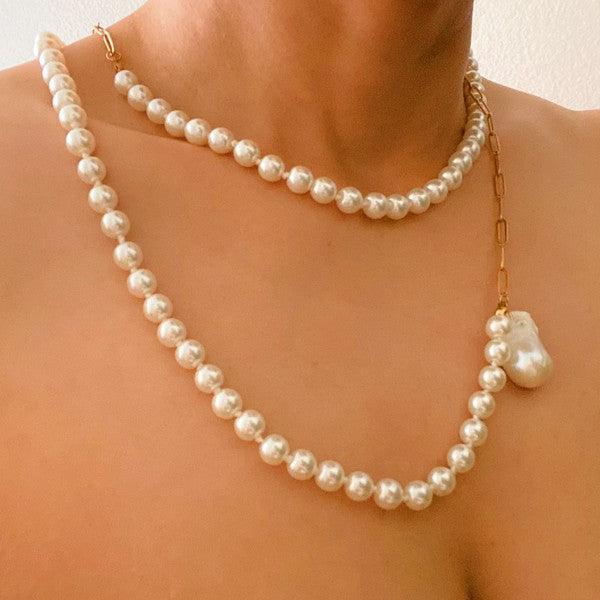 In Your Way Pearl And Chain Long Necklace - Ash Boutique