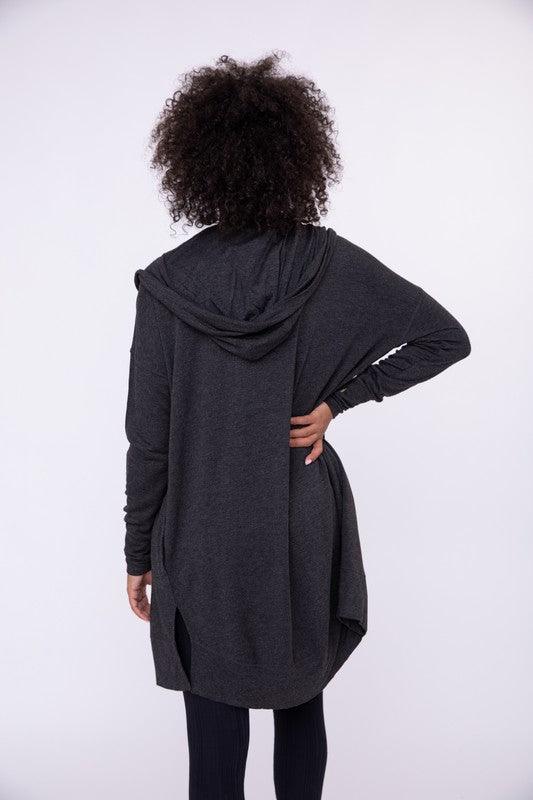 Longline Hooded Cardigan with Pockets - Ash Boutique
