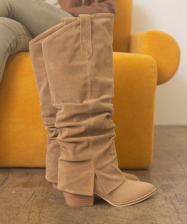 OASIS SOCIETY Thea - Fold Over Slit Jean Boots - Ash Boutique