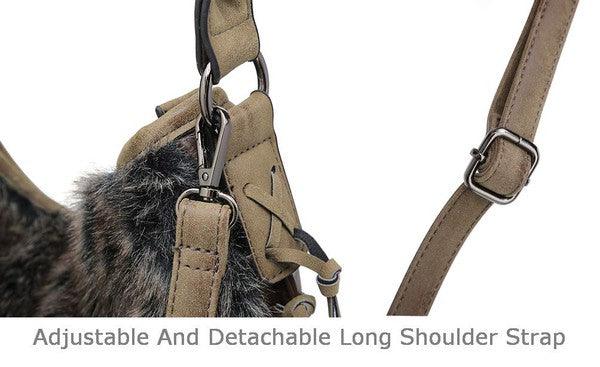 Oversize Hobo Bag for Women Fringe Fur purse - Ash Boutique