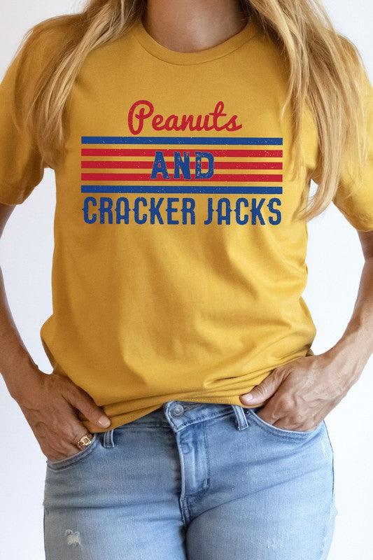 Peanuts And Cracker Jacks Baseball Graphic Tee - Ash Boutique