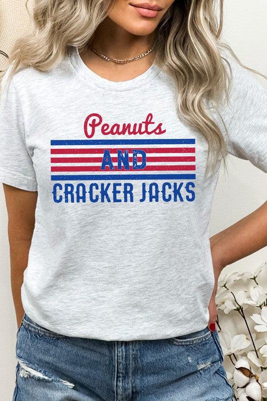 Peanuts And Cracker Jacks Baseball Graphic Tee - Ash Boutique