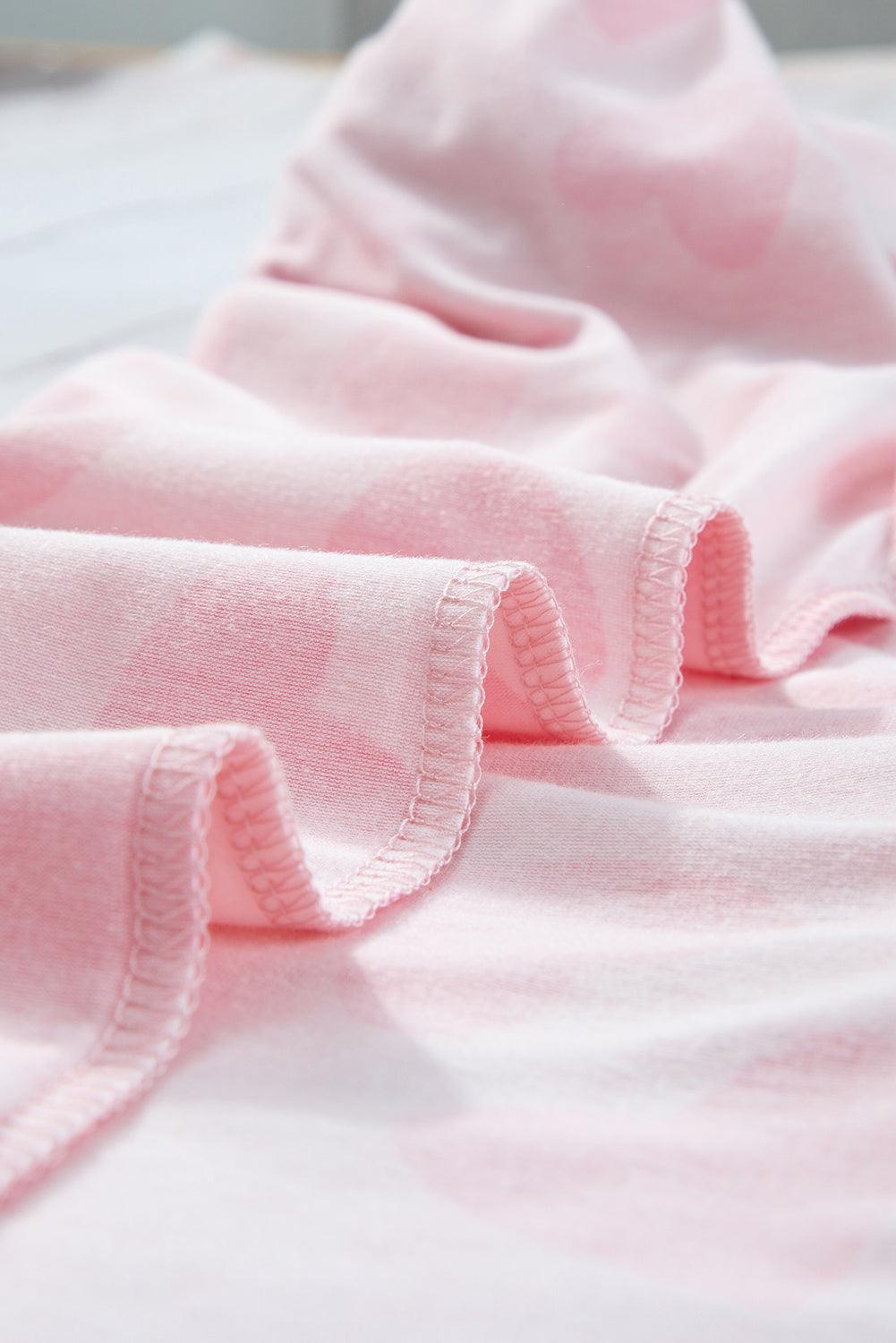 Pink Valentine Heart Shape Print Long Sleeve Top Shorts Lounge Set - Ash Boutique
