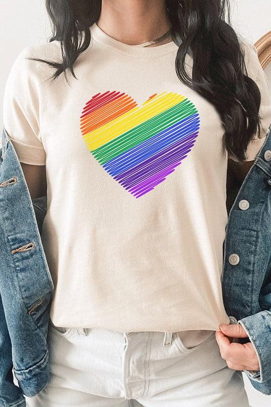 Rainbow Scribble Heart LGBTQ Pride Graphic Tee - Ash Boutique