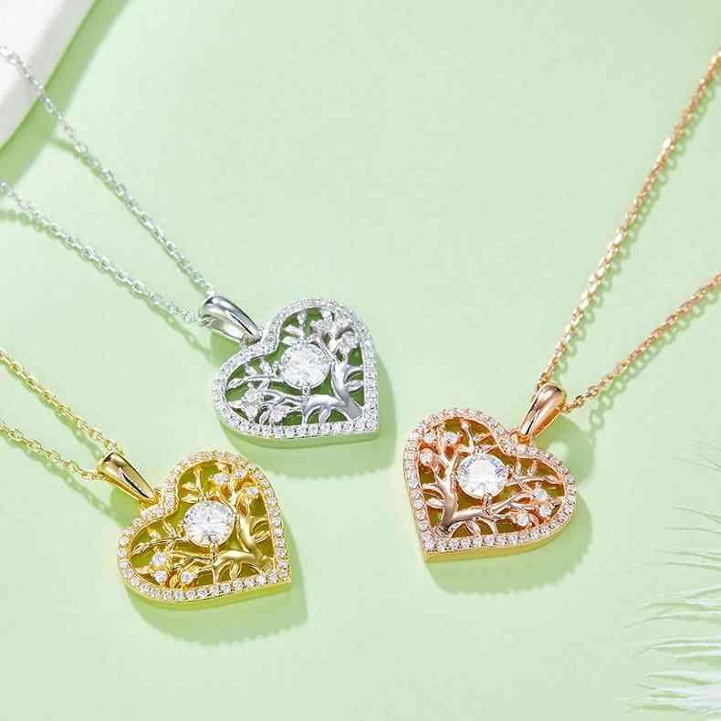 Moissanite 925 Sterling Silver Heart Shape Necklace - Ash Boutique