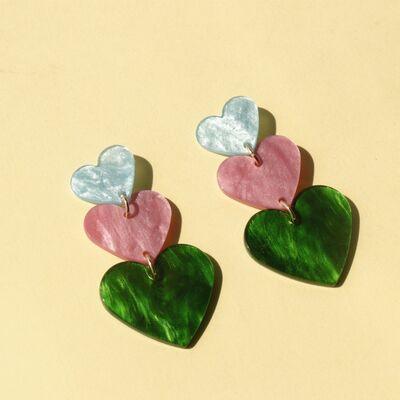 Acrylic Heart Dangle Earrings - Ash Boutique