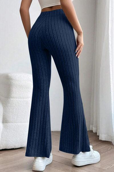 Basic Bae Full Size Ribbed High Waist Flare Pants - Ash Boutique