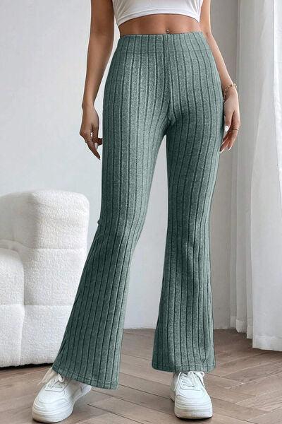 Basic Bae Full Size Ribbed High Waist Flare Pants - Ash Boutique