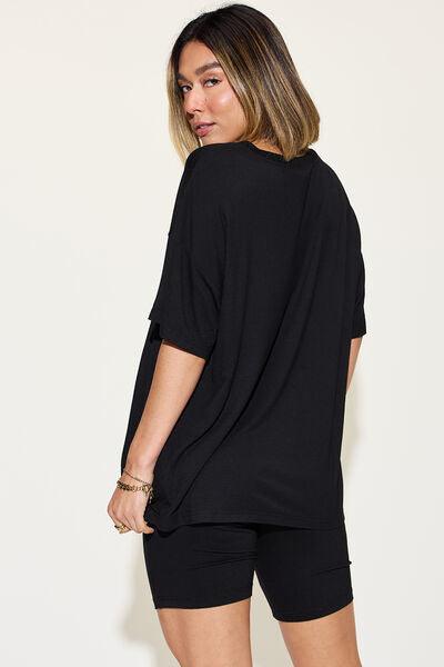Basic Bae Full Size V-Neck Drop Shoulder Short Sleeve T-Shirt and Shorts Set - Ash Boutique