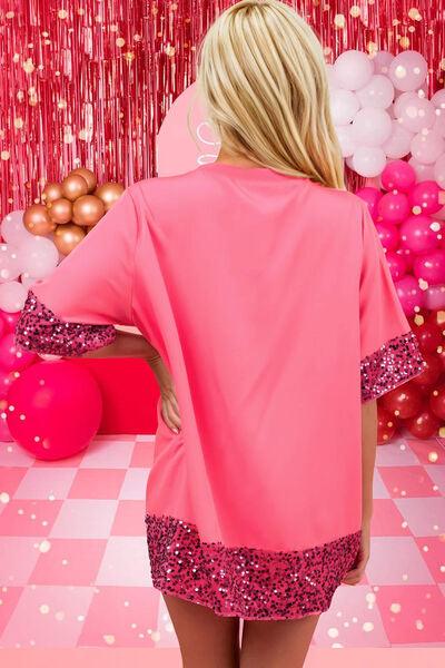 Candy Cane Sequin Half Sleeve T-Shirt - Ash Boutique