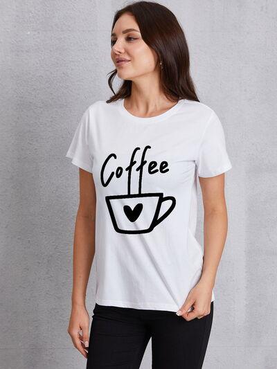 COFFEE Round Neck Short Sleeve T-Shirt - Ash Boutique