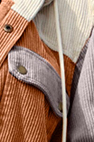 Contrast Drawstring Snap Down Raw Hem Hooded Jacket - Ash Boutique