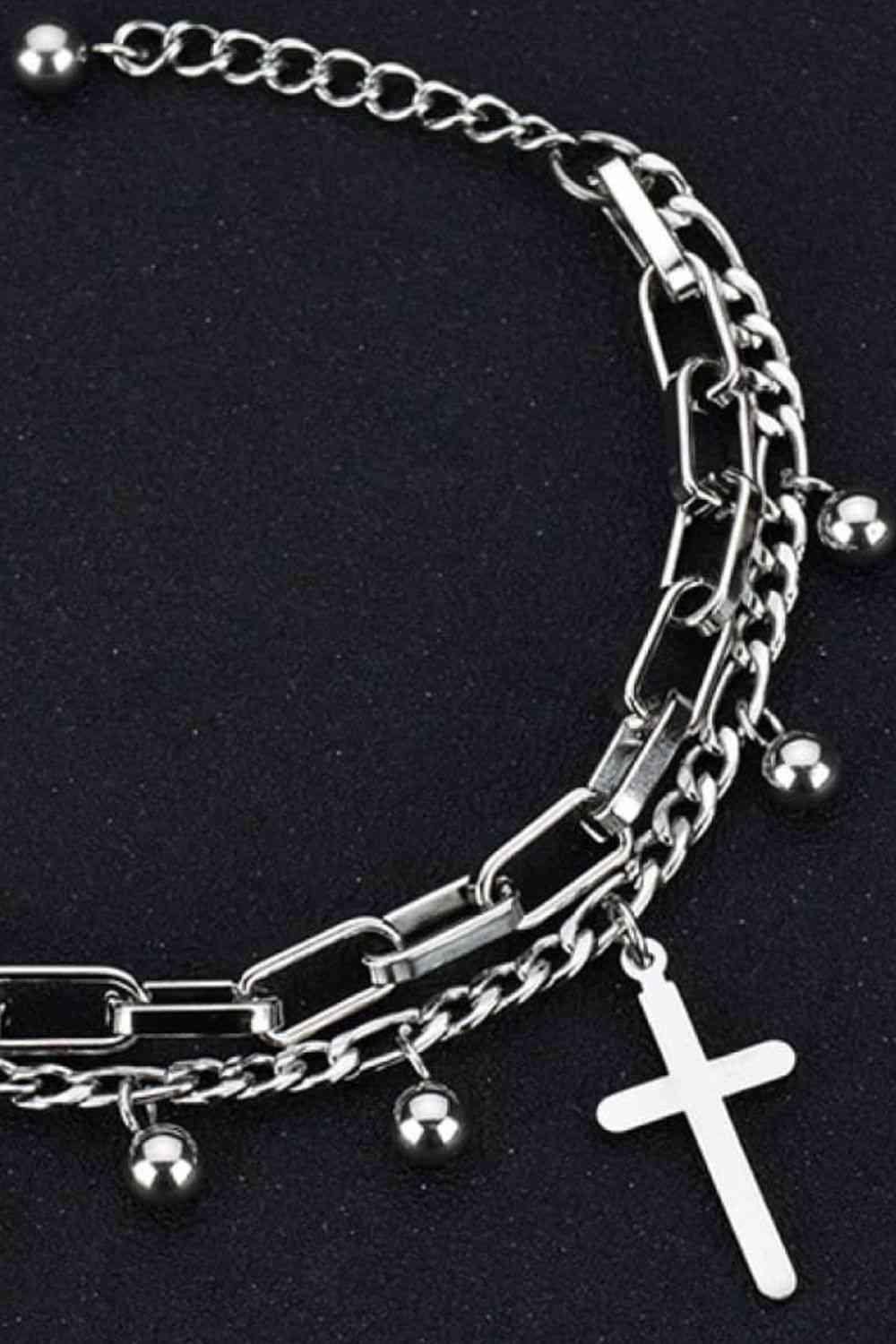 Cross Layered Stainless Steel Bracelet - Ash Boutique