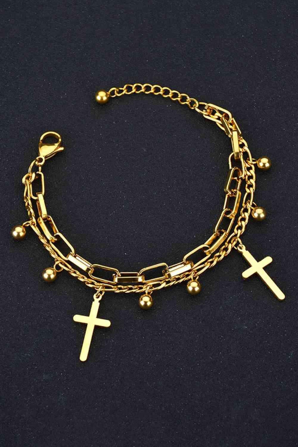 Cross Layered Stainless Steel Bracelet - Ash Boutique