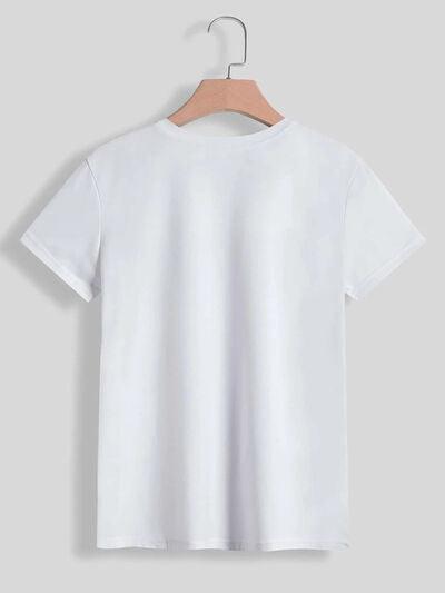 Graphic Round Neck Short Sleeve T-Shirt - Ash Boutique