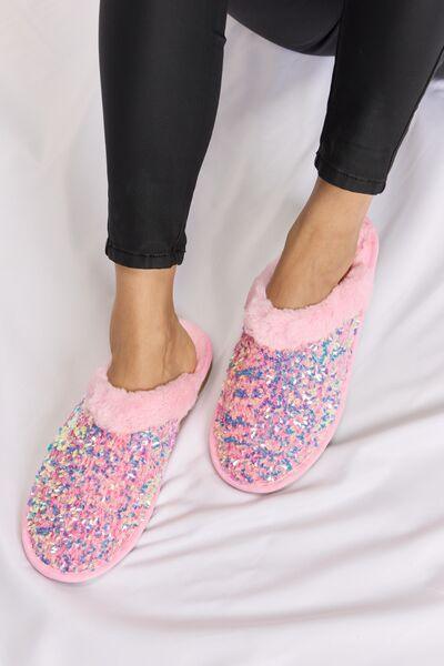 Forever Link Sequin Plush Round Toe Slippers - Ash Boutique