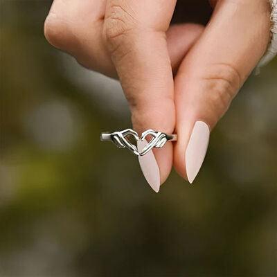 Hand Heart Shape 925 Sterling Silver Open Ring - Ash Boutique