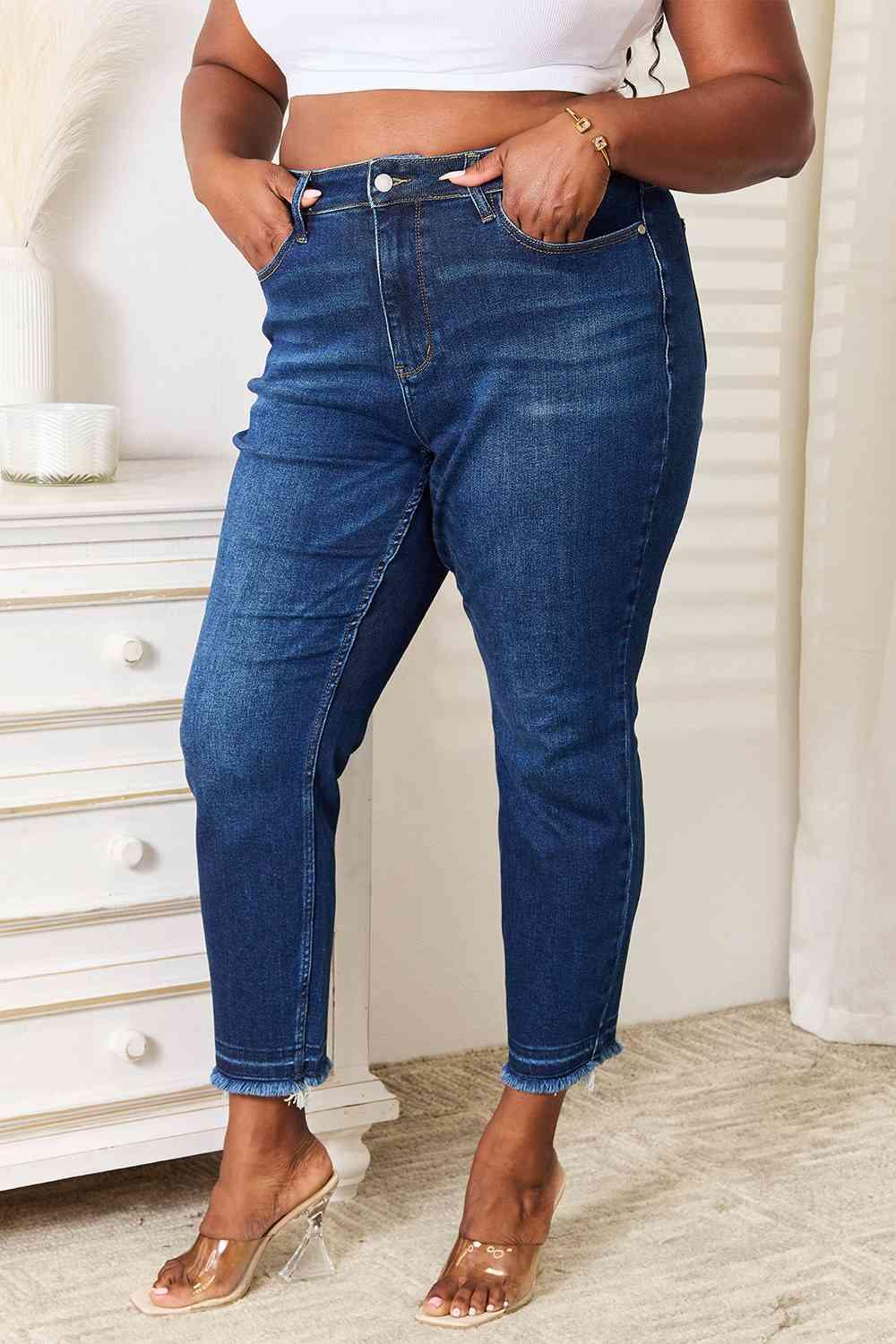 Judy Blue Full Size High Waist Released Hem Slit Jeans - Ash Boutique