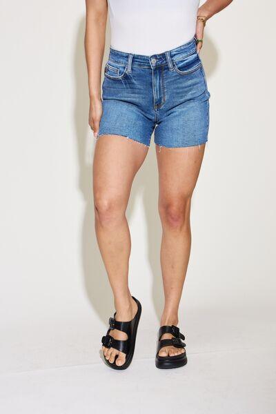 Judy Blue Full Size High Waist Slim Denim Shorts - Ash Boutique