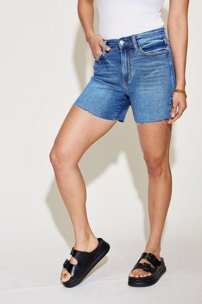 Judy Blue Full Size High Waist Slim Denim Shorts - Ash Boutique
