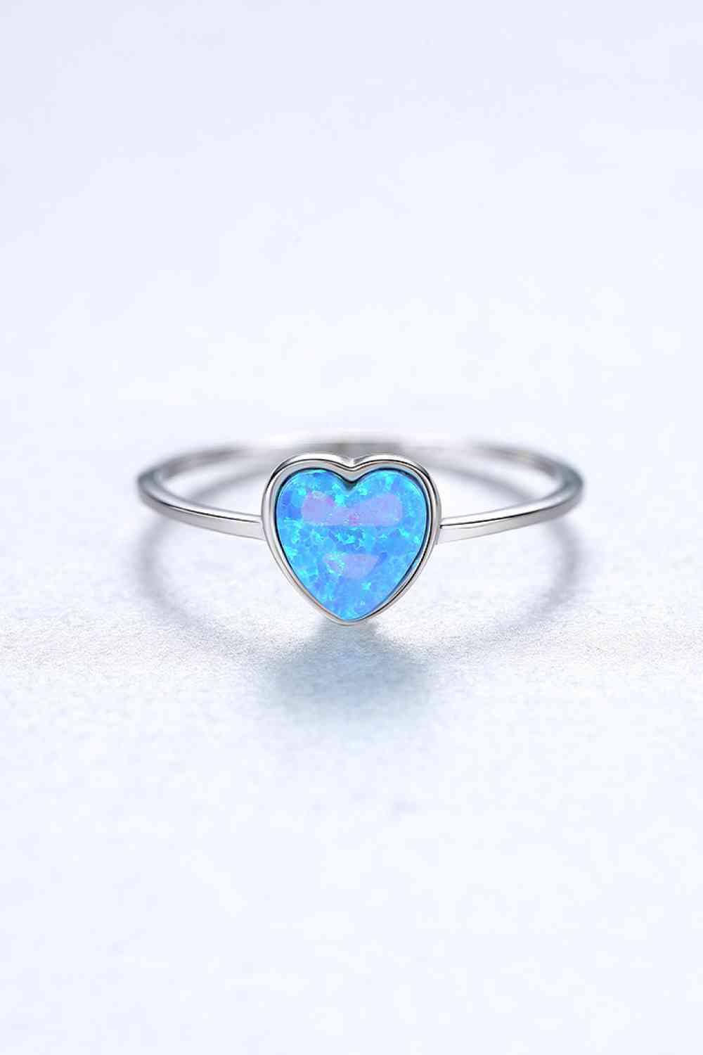 Opal Heart 925 Sterling Silver Ring - Ash Boutique