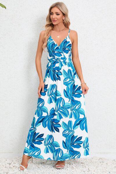 Printed Surplice Maxi Cami Dress - Ash Boutique
