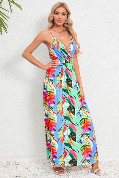 Printed Surplice Maxi Cami Dress - Ash Boutique