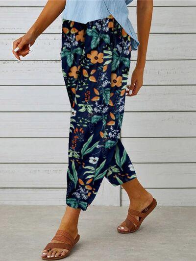 Printed Tied Cropped Pants - Ash Boutique