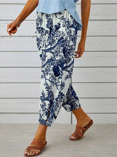 Printed Tied Cropped Pants - Ash Boutique