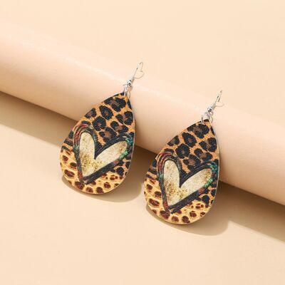 PU Leather Leopard Teardrop Earrings - Ash Boutique