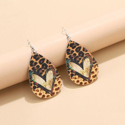PU Leather Leopard Teardrop Earrings - Ash Boutique