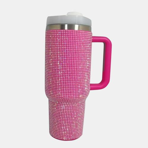 Rhinestone Stainless Steel Tumbler with Straw - Ash Boutique