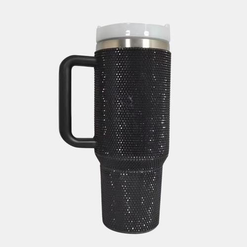 Rhinestone Stainless Steel Tumbler with Straw - Ash Boutique
