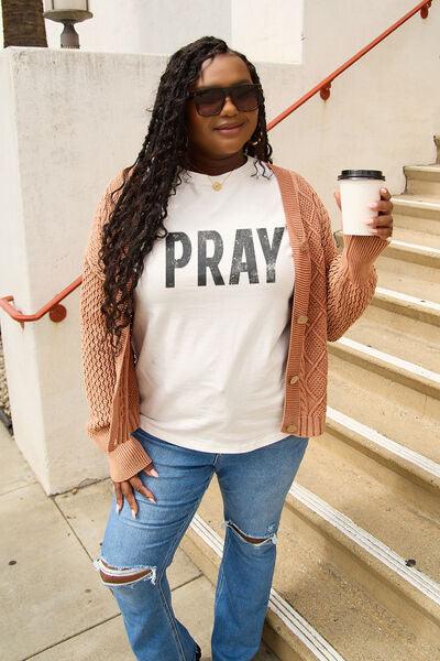 Simply Love Full Size PRAY Round Neck T-Shirt - Ash Boutique