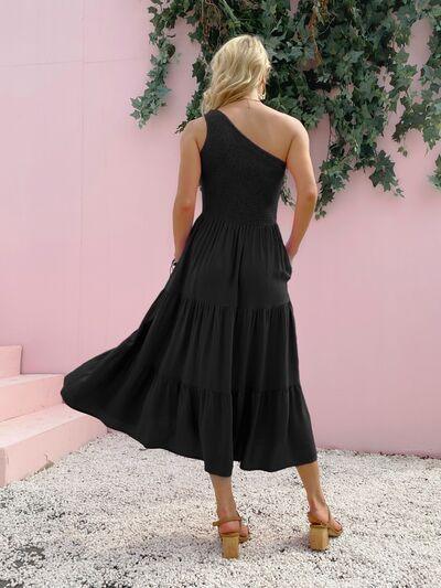 Smocked Single Shoulder Sleeveless Dress - Ash Boutique