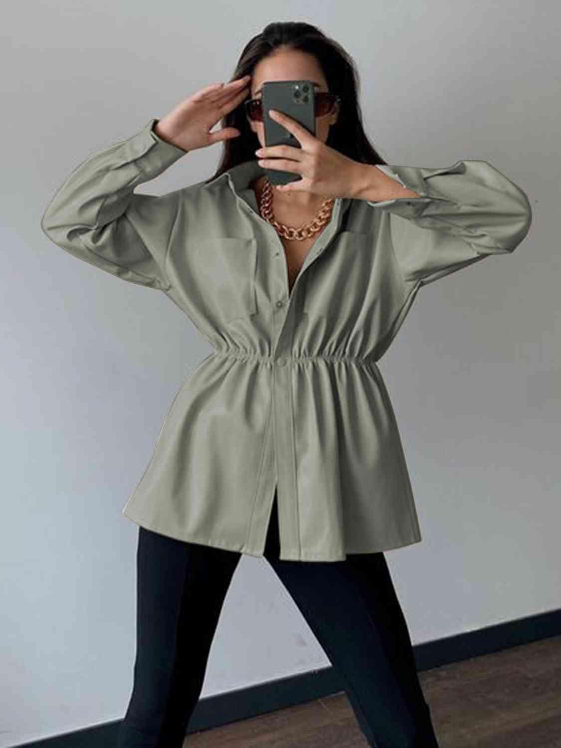 Snap Down Collared Jacket - Ash Boutique
