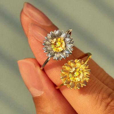 Sunflower Zircon 18K Gold-Plated Ring - Ash Boutique