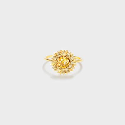 Sunflower Zircon 18K Gold-Plated Ring - Ash Boutique