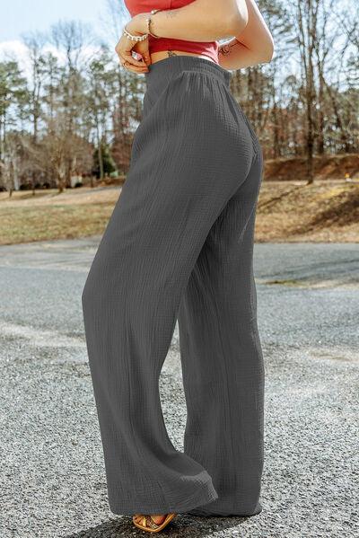 Texture Tied Wide Leg Pants - Ash Boutique