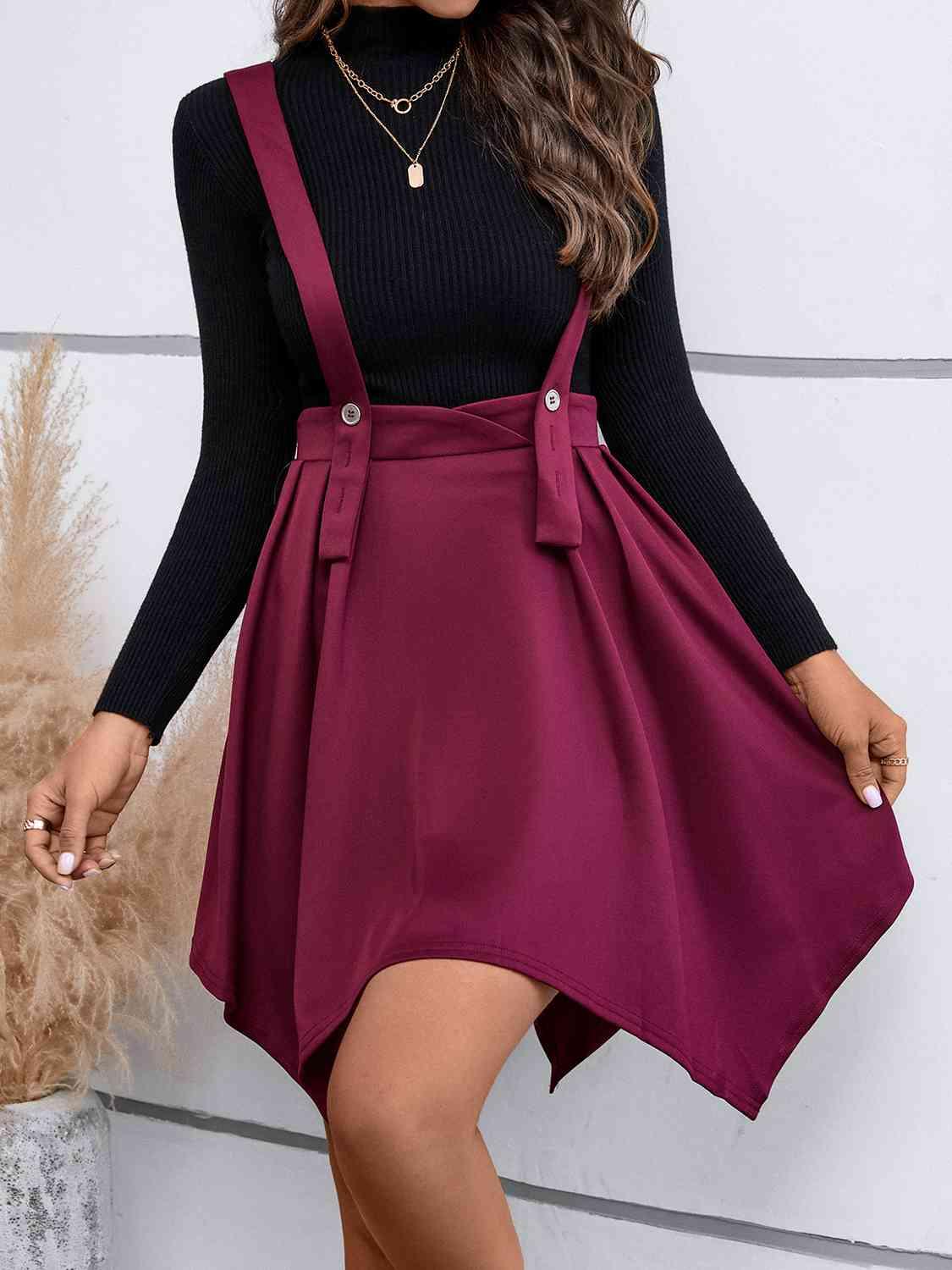 Zip Back Buttoned Overall Skirt - Ash Boutique