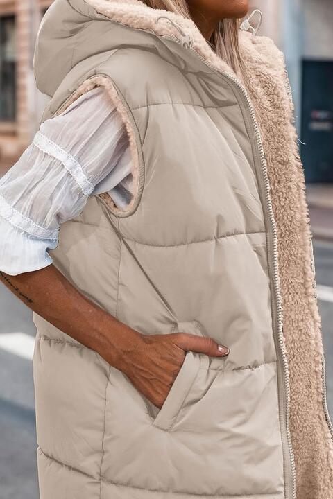 Zip-Up Longline Hooded Vest - Ash Boutique
